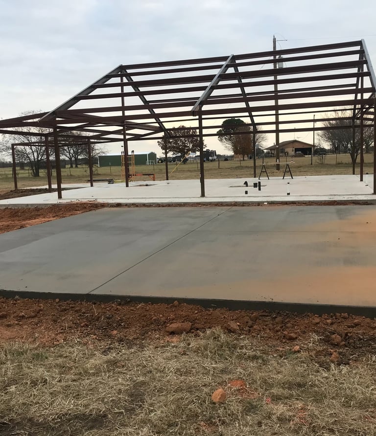 Concrete foundation with metal framing — APC project in Central Texas